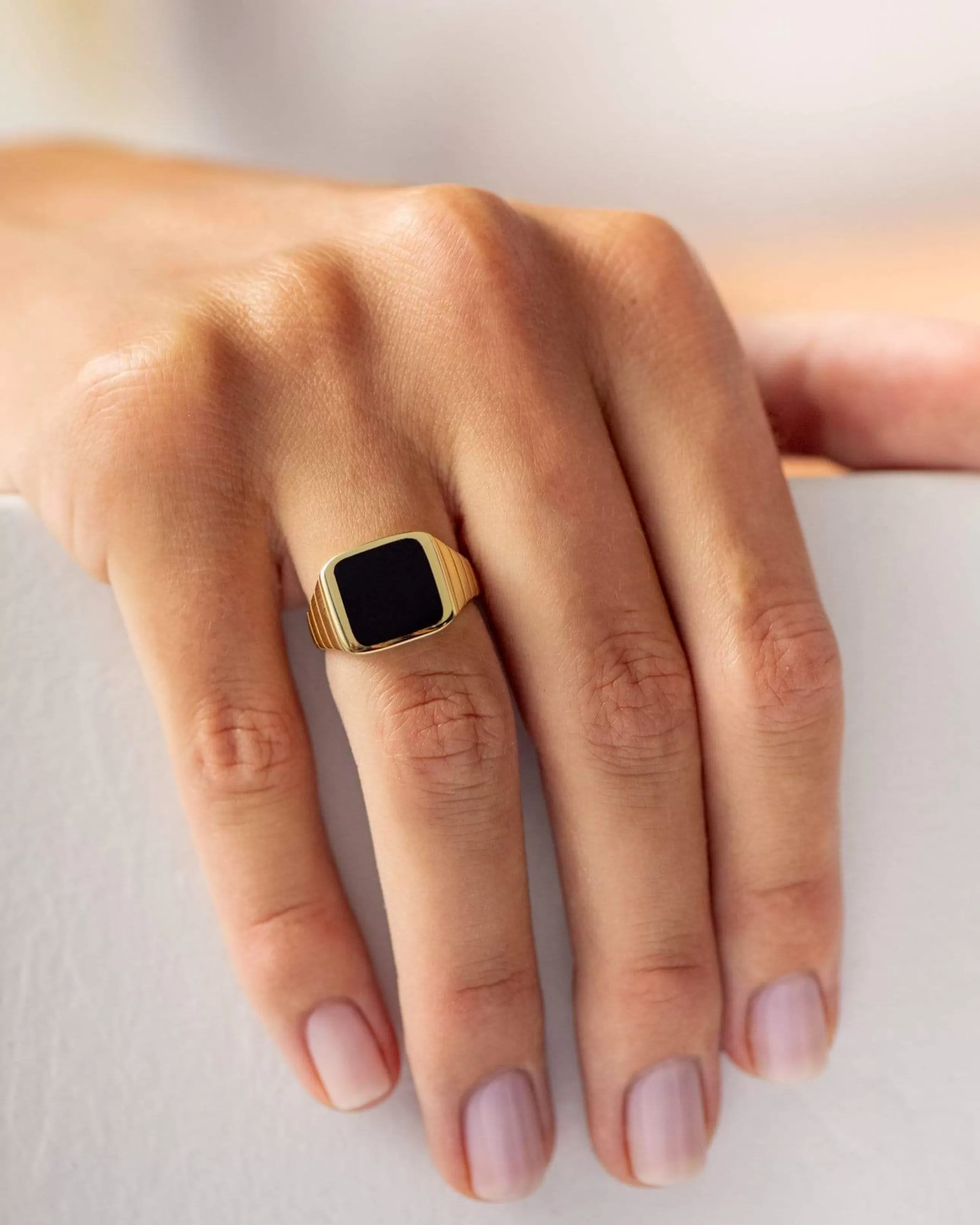 Best Sale BRUNA The Label Avino Ring Onyx Or vermeil 18ct et pierres