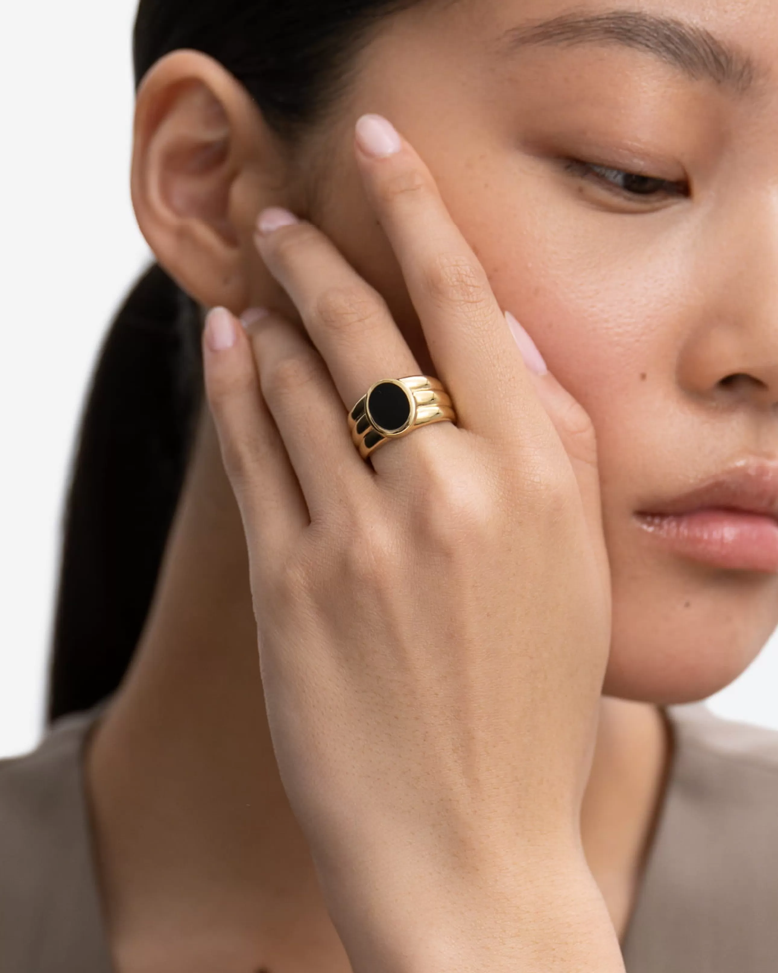 Best BRUNA The Label Benevento Onyx Ring Or vermeil 18ct et pierres