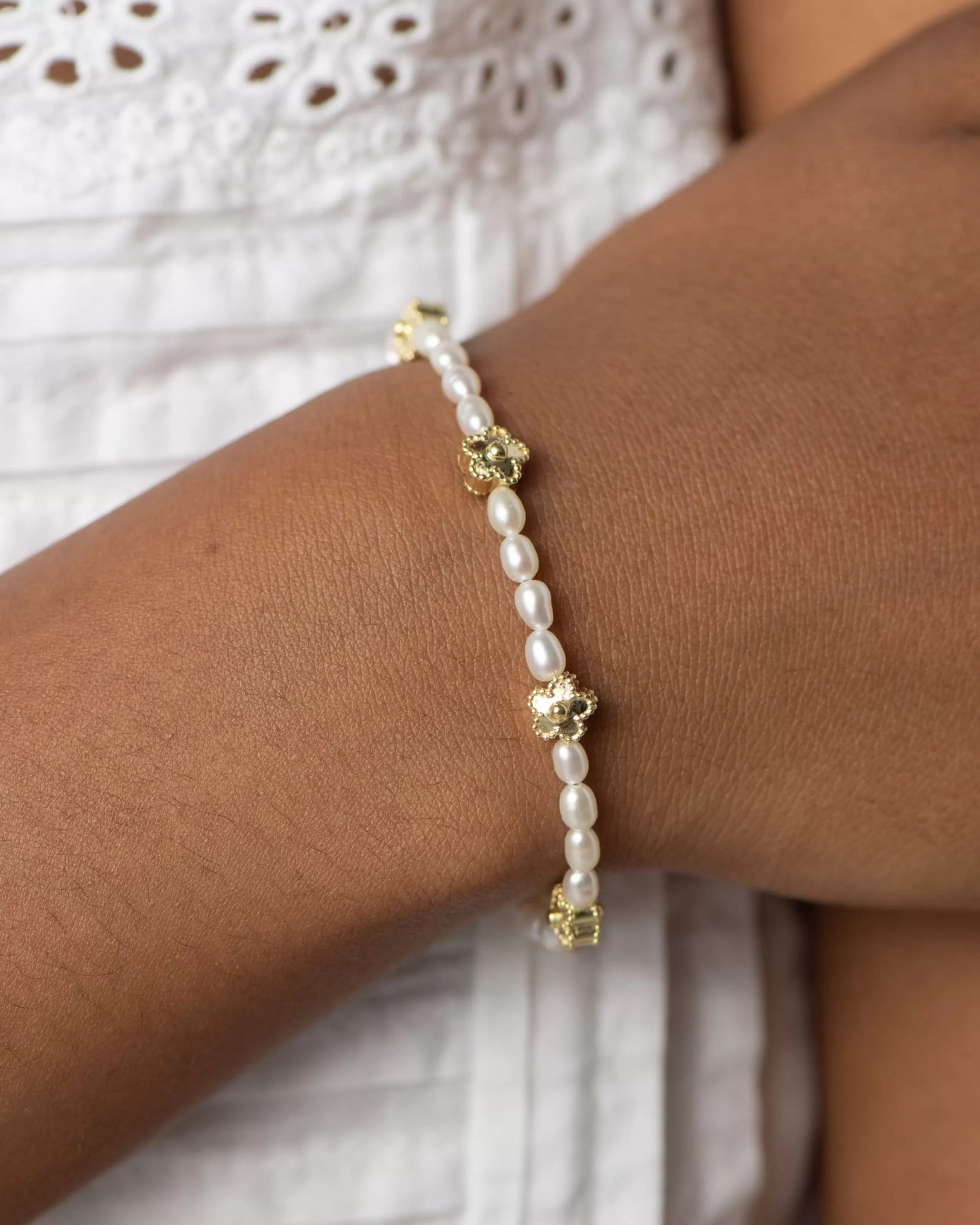 Online BRUNA The Label Fiore Bracelet Or vermeil 18ct et perles