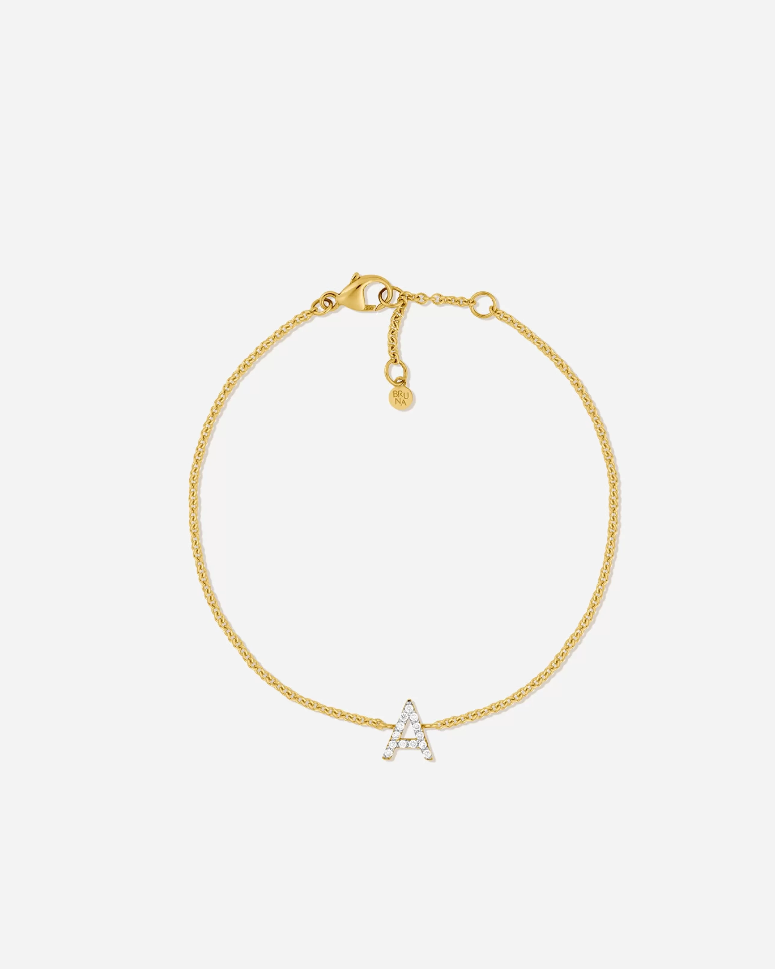 Fashion BRUNA The Label Lab-Grown Diamond Letter Bracelet Or jaune 14ct et diamants de laboratoire