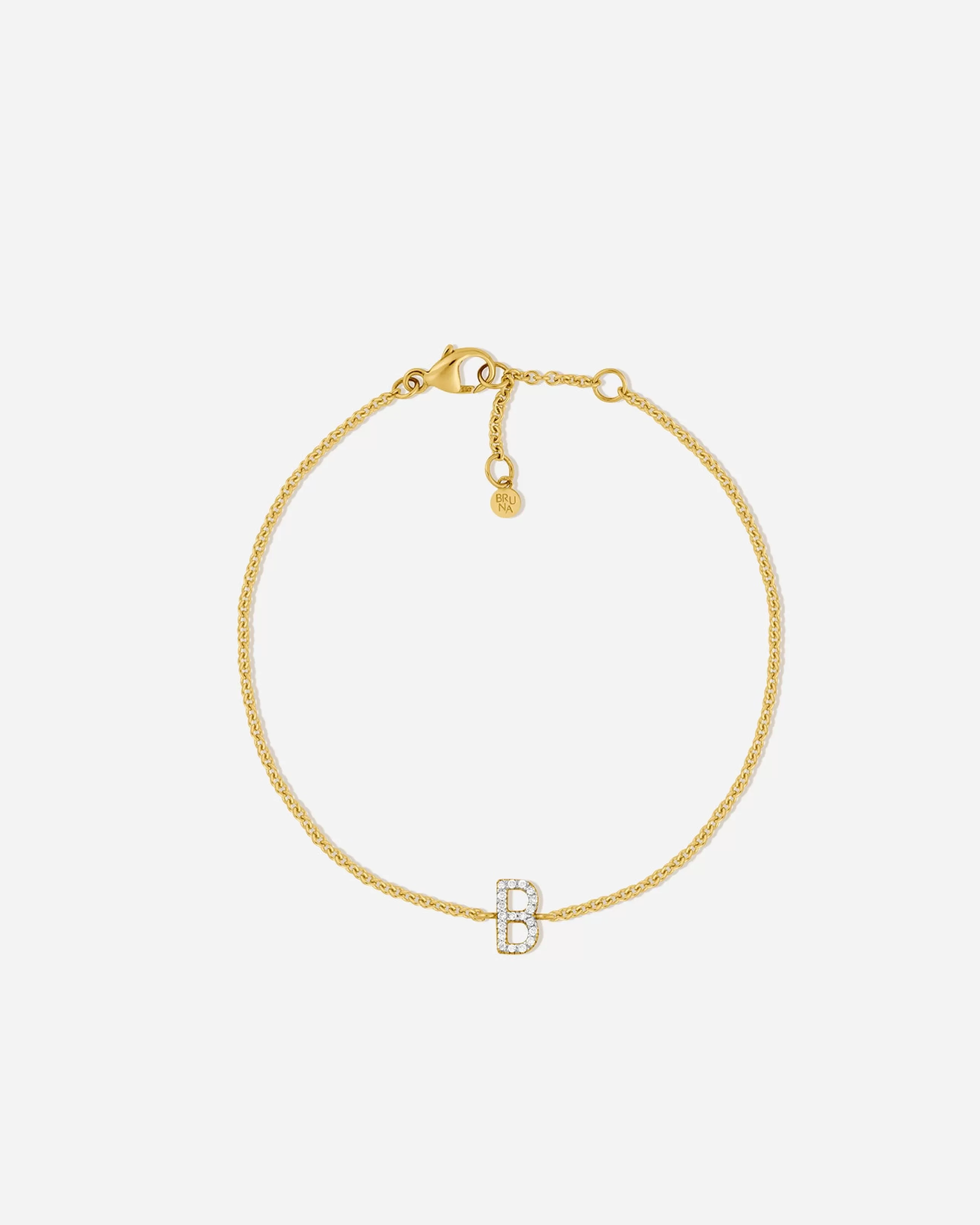 Fashion BRUNA The Label Lab-Grown Diamond Letter Bracelet Or jaune 14ct et diamants de laboratoire