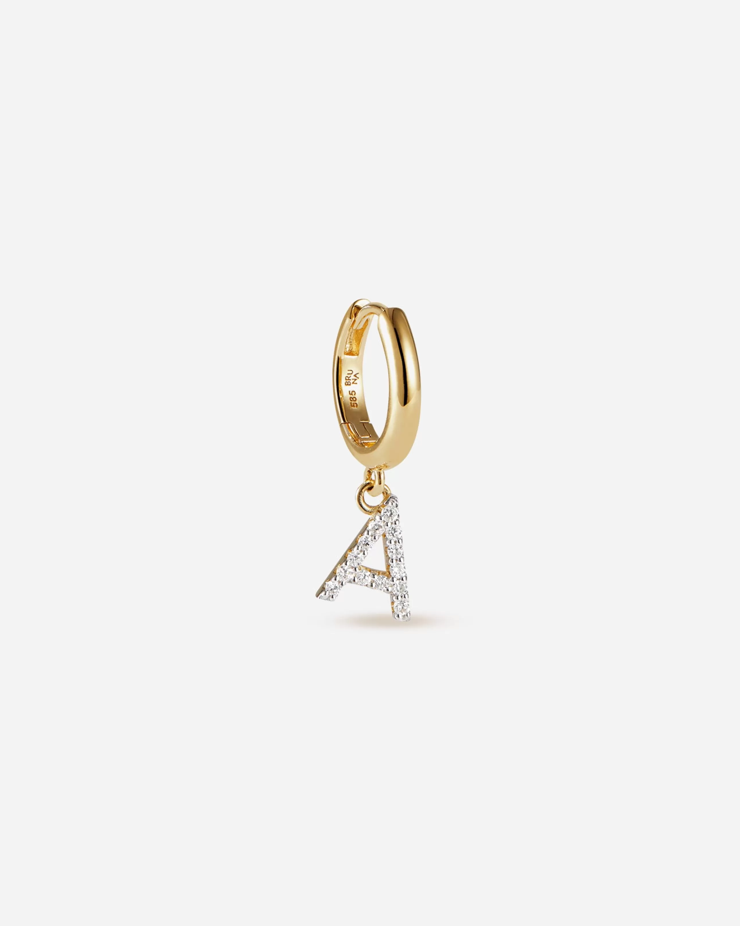 Best Sale BRUNA The Label Lab-Grown Diamond Letter Hoop Or jaune 14ct et diamants de laboratoire