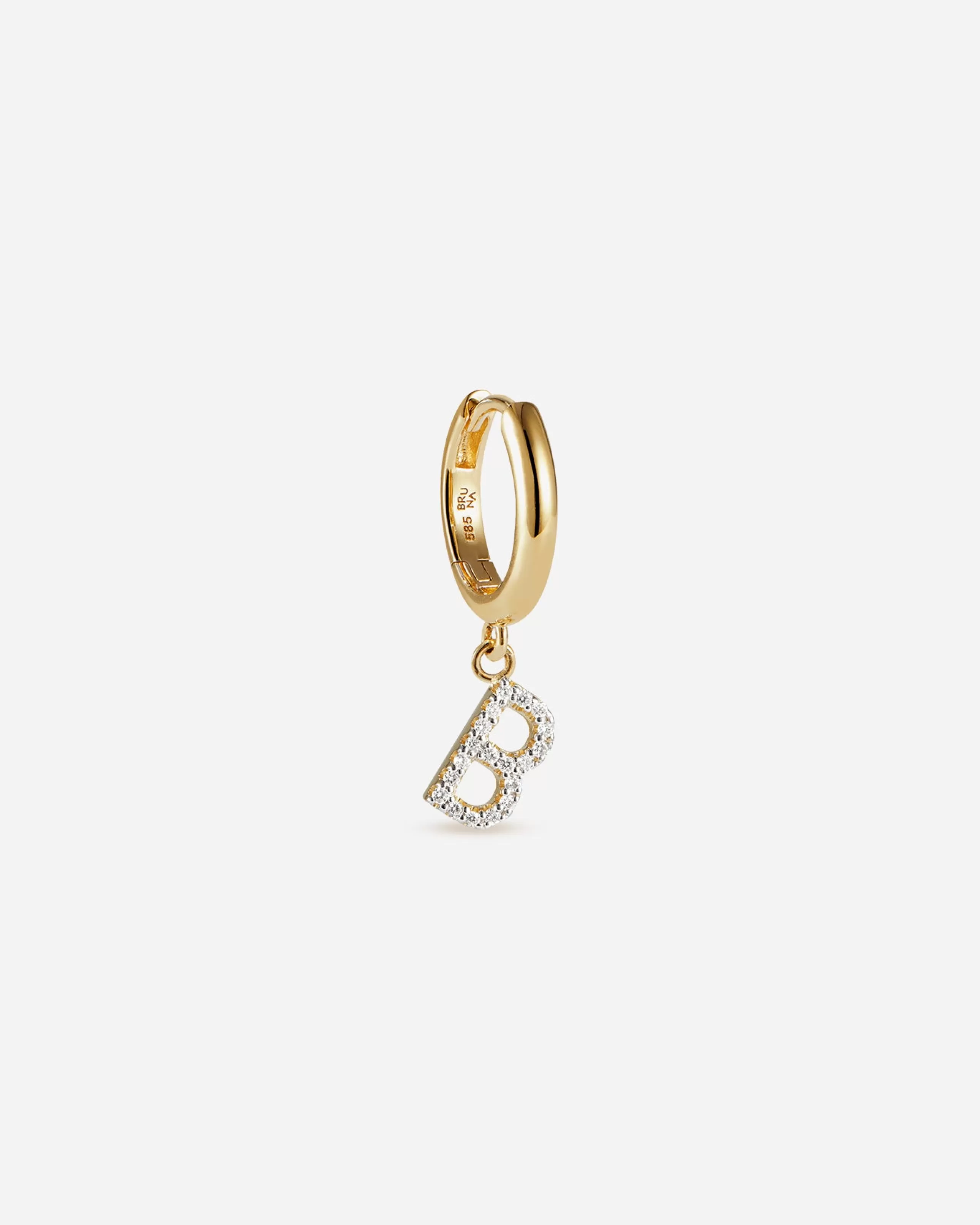 Best Sale BRUNA The Label Lab-Grown Diamond Letter Hoop Or jaune 14ct et diamants de laboratoire