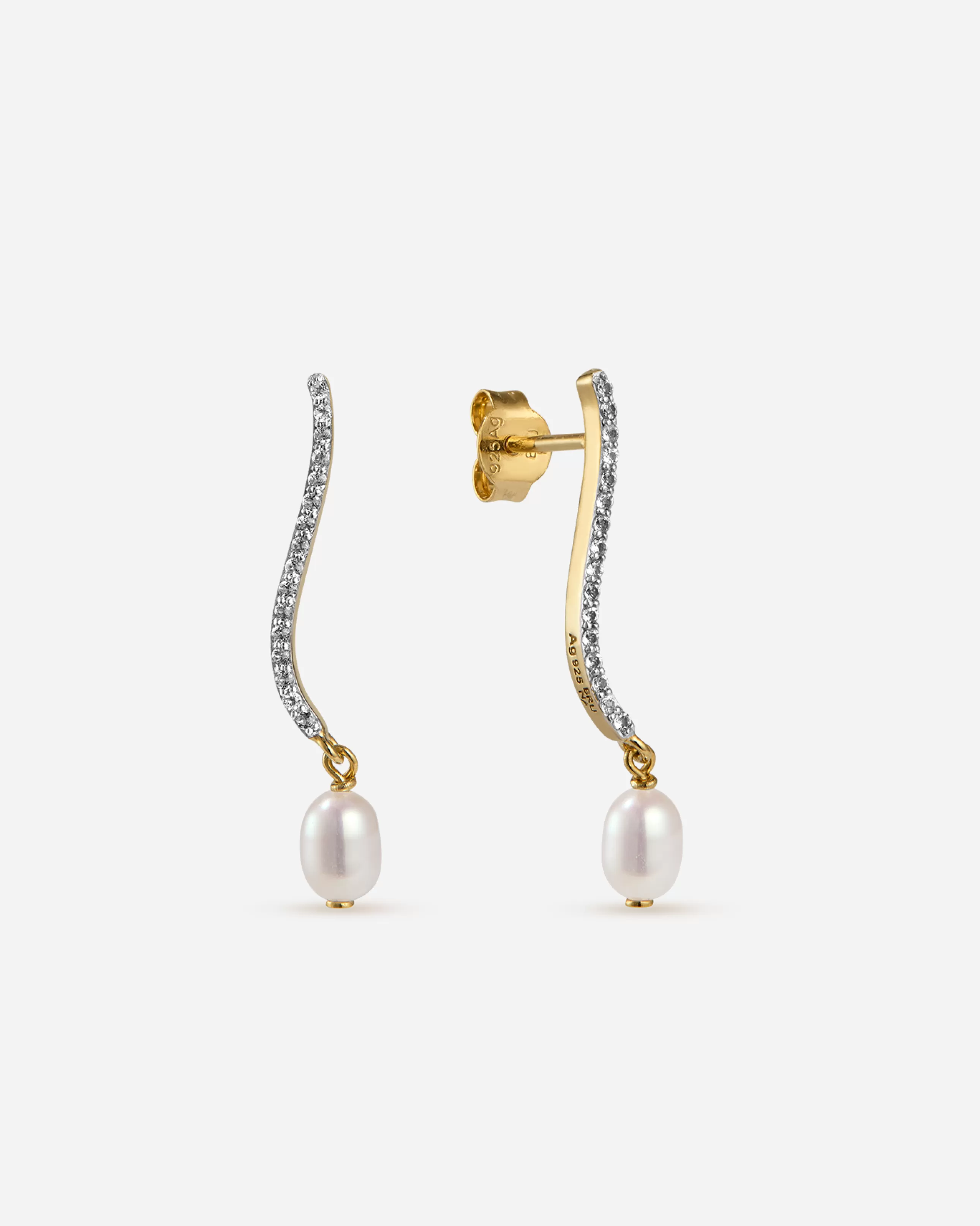 Discount BRUNA The Label Lune Earrings Or vermeil 18ct & pierres & perles