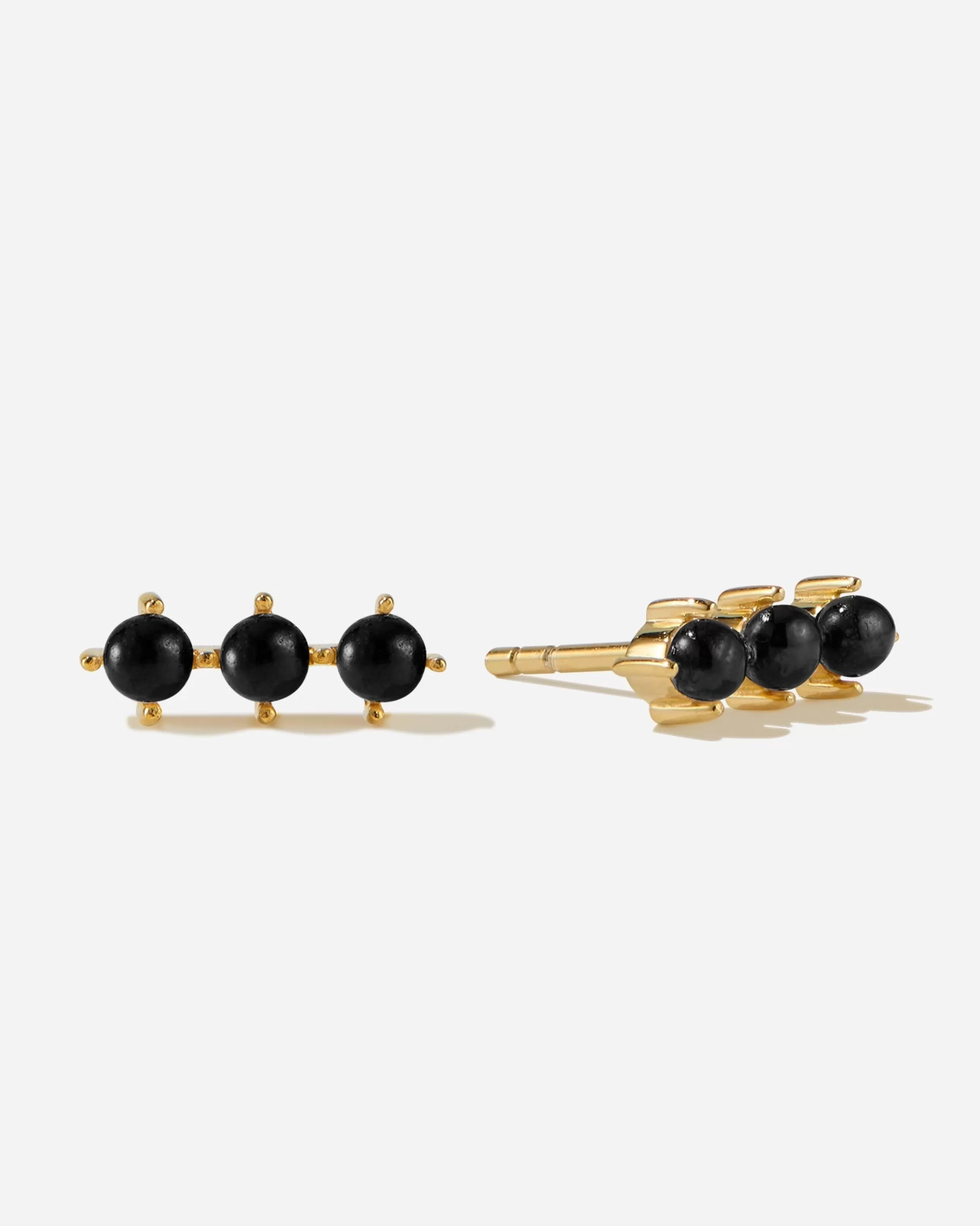 Discount BRUNA The Label Rochelle Onyx Earrings Or vermeil 18ct et pierres